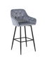 GINER Y COLOMER Lot de 2 tabourets de bar en velours bleu et métal noir, avec assise rembourrée, 69 cm de hauteur, nécessite un montage